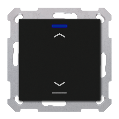 KNX 2tlačítko 55x55 mm, RGBW, měření teploty, potisk žaluzie, černé, Secure