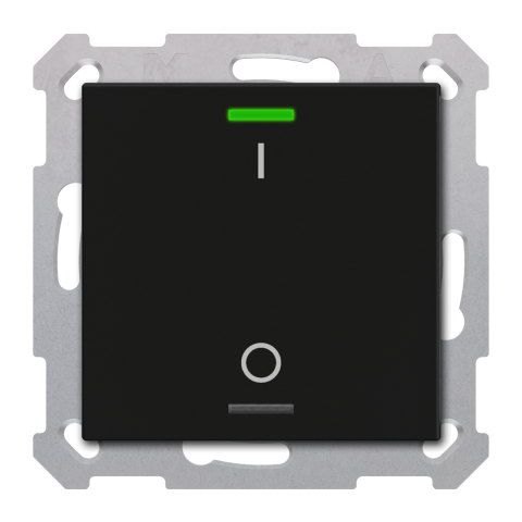 KNX 2tlačítko 55x55 mm, RGBW, měření teploty, potisk 0/1, černé, Secure