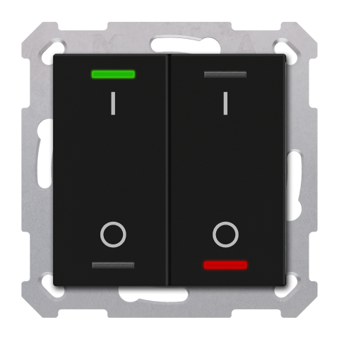 KNX 4tlačítko 55x55 mm, RGBW, měření teploty, potisk 0/1, černé, Secure