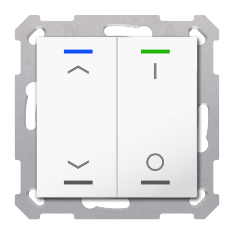 KNX 4tlačítko 55x55 mm, RGBW, měření teploty, potisk žal/0/1, bílé, Secure