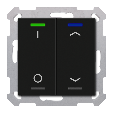 KNX 4tlačítko 55x55 mm, RGBW, měření teploty, potisk žal/0/1, černé, Secure