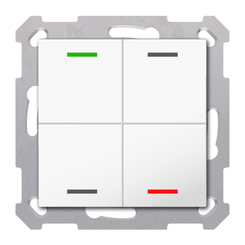 KNX 4tlačítko 55x55 mm, RGBW, měření teploty, bílé, Secure