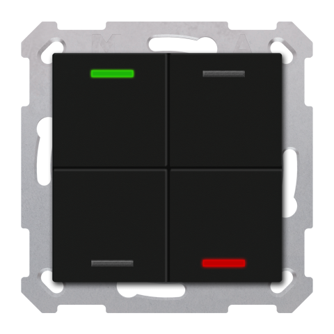 KNX 4tlačítko 55x55 mm, RGBW, měření teploty, černé, Secure