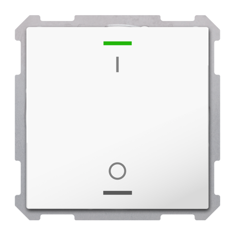 KNX 2tlačítko 63x63 mm, RGBW LED, potisk 0/1, bílé, Secure