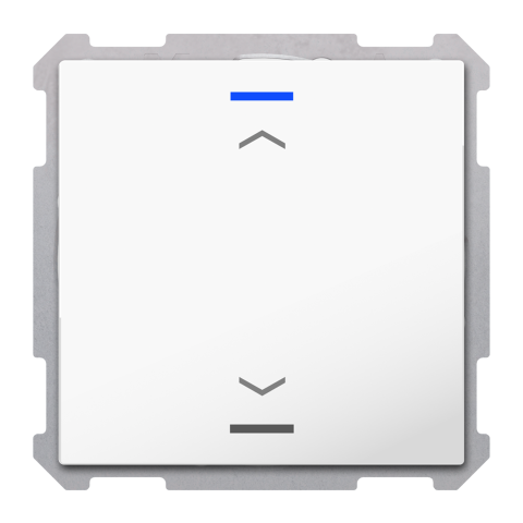 KNX 2tlačítko 63x63 mm, RGBW LED, teplota, potisk žaluzie, bílé, Secure