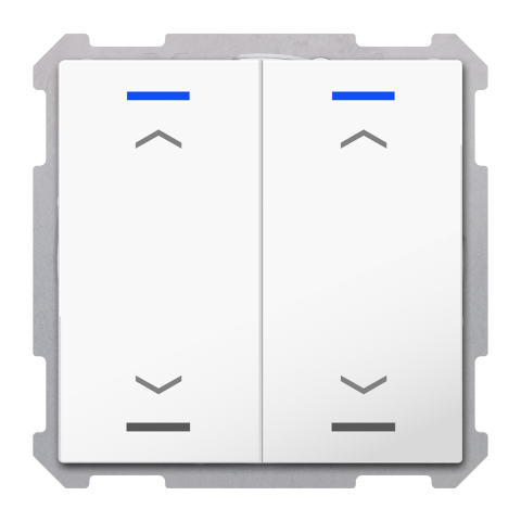 KNX 4tlačítko 63x63 mm, RGBW LED, teplota, potisk žaluzie, bílé, Secure