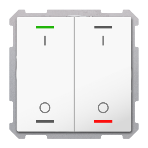 KNX 4tlačítko 63x63 mm, RGBW LED, teplota, potisk 0/1, bílé, Secure
