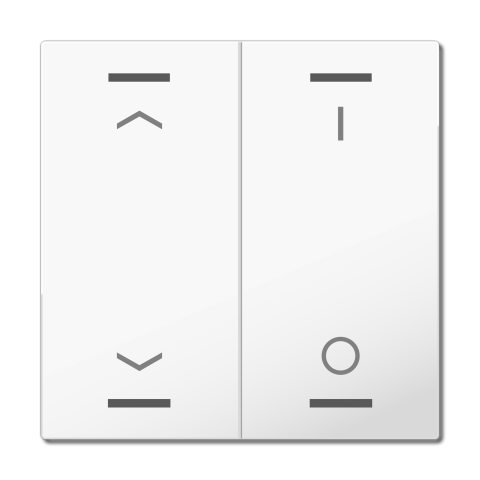 MDT hmatník pro KNX 2tlačítko 63x63 mm, potisk žaluzie a spínač, bílý