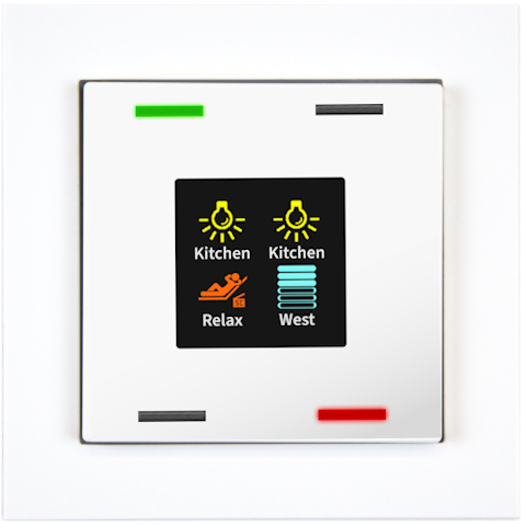 KNX 4tlačítko 55x55 mm s displejem, bílá, měření teploty a vlhkosti