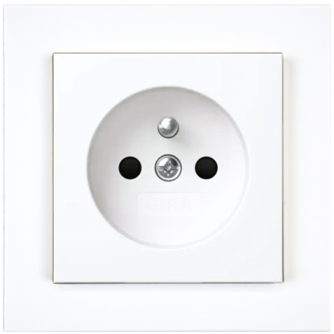 Zásuvka 230 V, 55x55 mm, lesklá bílá