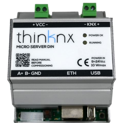 KNX server thinknx MicroDIN, montáž na DIN lištu