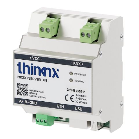 KNX server thinknx MicroDIN, montáž na DIN lištu