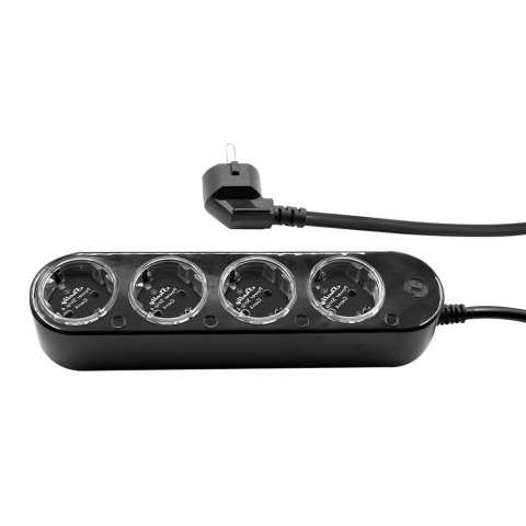 Shelly Powerstrip 4, 4zásuvka s měřením spotřeby, WiFi, černá