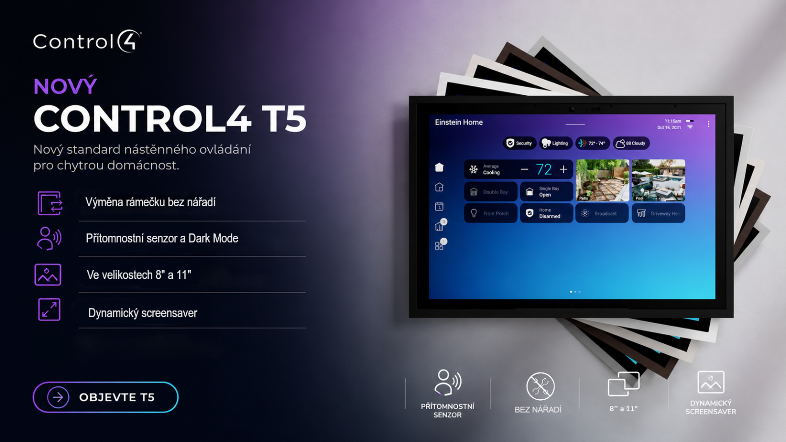 Seznamte se s novým Control4 T5 In-Wall Touchscreen
